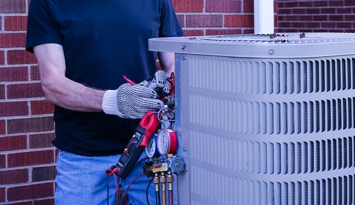 a professional repairing an air conditioner