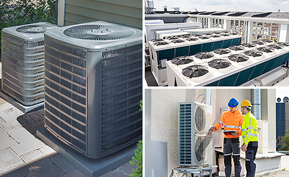 collage of different type HVAC system