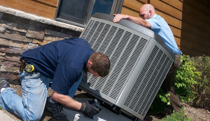 Person installing air condition